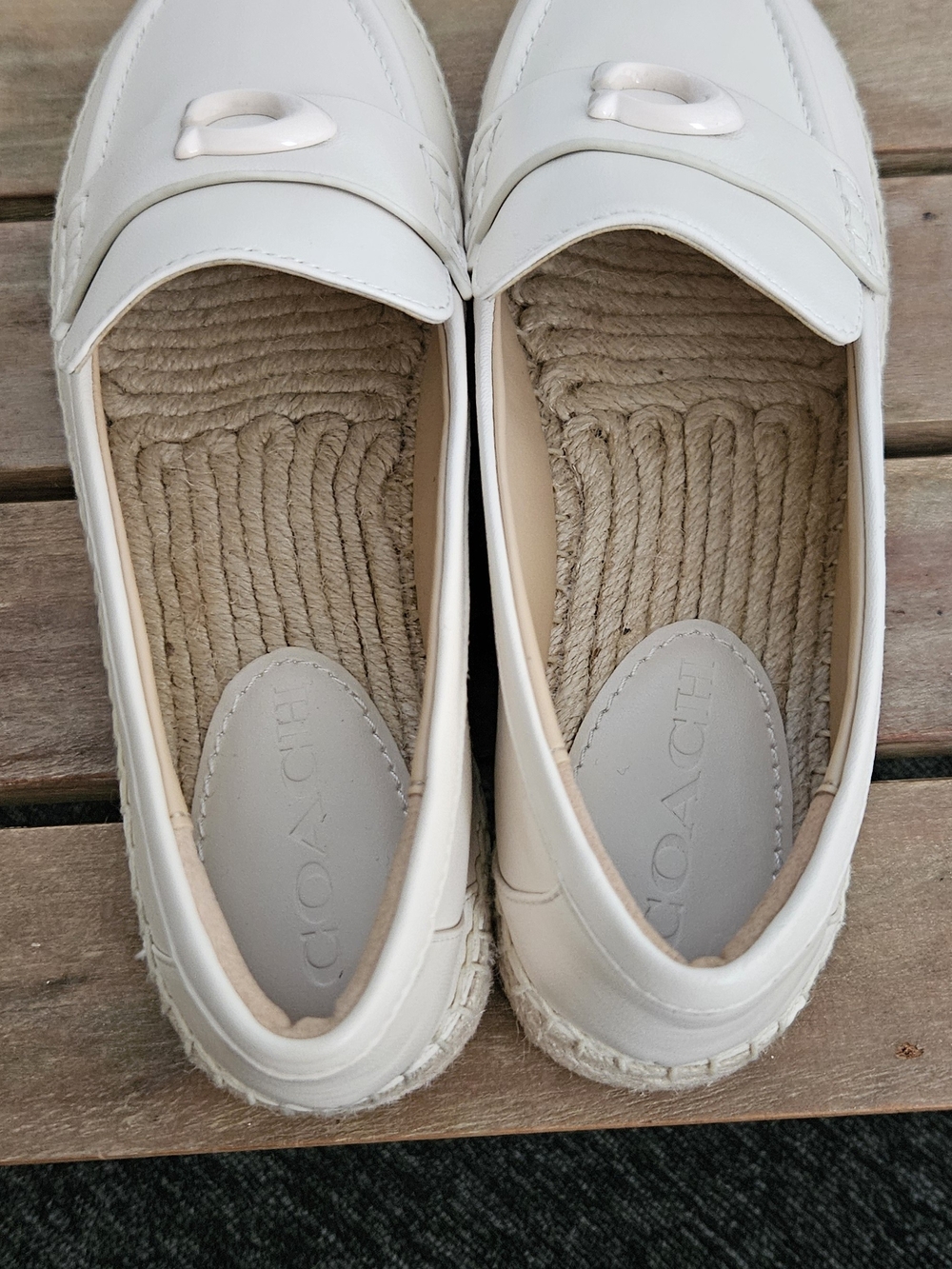 Coach Cream Espadrille Loafers with Signature C. Size: 6.5 - Picture 8 of 16